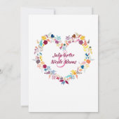 Geel Paarse Groene Lente Bloemen Wrath Bruiloft Kaart (Achterkant)