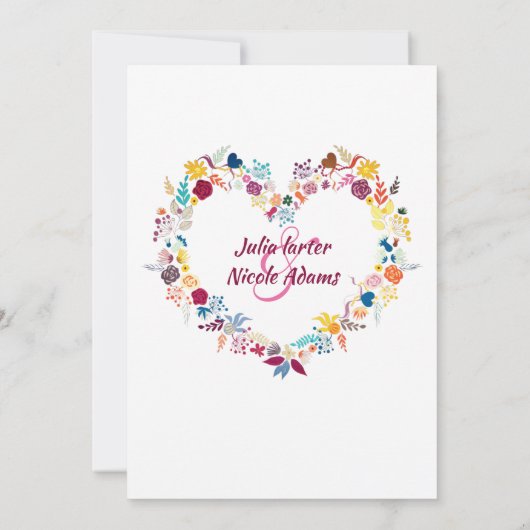 Geel Paarse Groene Lente Bloemen Wrath Bruiloft Kaart (Achterkant)
