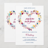 Geel Paarse Groene Lente Bloemen Wrath Bruiloft Kaart (Voorkant / Achterkant)