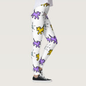 Geel Paarse hondenbot graffiti stijl leggings 1 (Rechts)