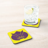 Geel Paarse Japans Konijn Mon Oosters Bier Onderzetter (Rechterzijde)