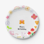 Geel & Paarse Kids Verjaardag Papier Borden Papieren Bordje (Voorkant)