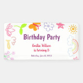 Geel Paarse Kinderen Verjaardagsfeest Banner (Horizontaal)