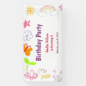 Geel Paarse Kinderen Verjaardagsfeest Banner (Verticaal)