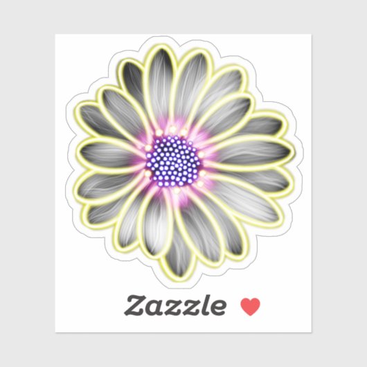 Geel & Paarse licht Effect Daisy Sticker (Vel)