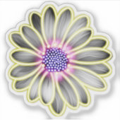 Geel & Paarse licht Effect Daisy Sticker (Voorkant)