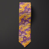 Geel & Paarse Marmered Monogram Stropdas