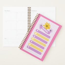 Geel Paarse meisjesbloembloesemharten Planner