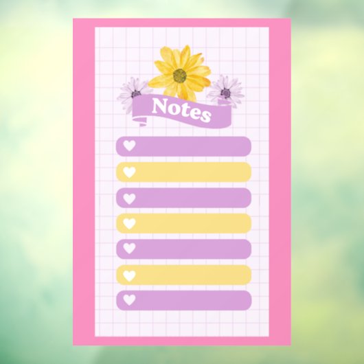 Geel Paarse meisjesbloembloesemharten Raamsticker (Vel 3)