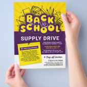 Geel & Paarse Plezier Terug naar School Supply Dri Flyer (Hand)