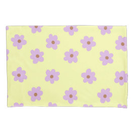 Geel Paarse Retro Y2K Pastel Bloesem Bloemen Kussensloop
