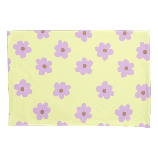 Geel Paarse Retro Y2K Pastel Bloesem Bloemen Kussensloop (Voorkant)