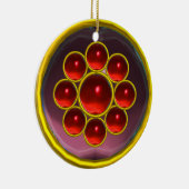GEEL PAARSE RODE GEMSTONE MON KERAMISCH ORNAMENT (Rechts)