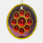 GEEL PAARSE RODE GEMSTONE MON KERAMISCH ORNAMENT (Links)