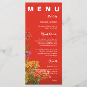 Geel Paarse Sinaasappel Wildbloemen Bruiloft Menu (Voorkant)