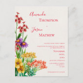  Geel Paarse Sinaasappel Wildflowers Bruiloft Briefkaart (Voorkant)