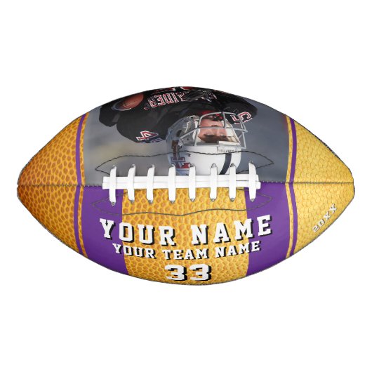 Geel Paarse Speler Naam Nummer Team Foto American Football (Voorkant)