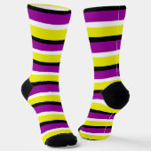 Geel Paarse Strepen Patroon Sokken (Gebogen)