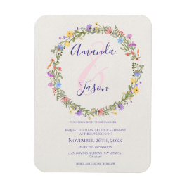 Geel Paarse Wildflower Krans Bruiloft Magneet