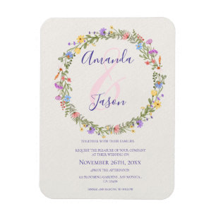 Geel Paarse Wildflower Krans Bruiloft Magneet