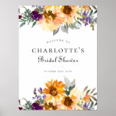 Geel Paarse Zonnebloem Vrijgezellenfeest Welkomstb Poster (Voorkant)