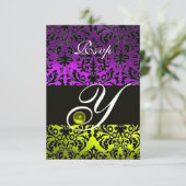 GEEL PAARSE ZWARTE DAMASKMONOGRAM TOPAZ RSVP (Staand voorkant)