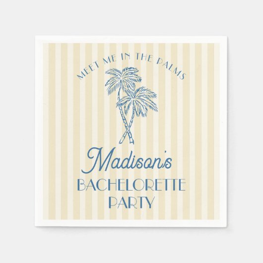 Geel Palm Spring Pastel Strand Bruidsfeestje Servet (Voorkant)