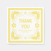 Geel papel picado Bedankt Baby shower Servet (Voorkant)