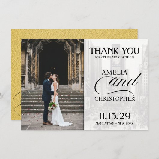 Geel paspoort New York City Bedankkaart (Voorkant / Achterkant)
