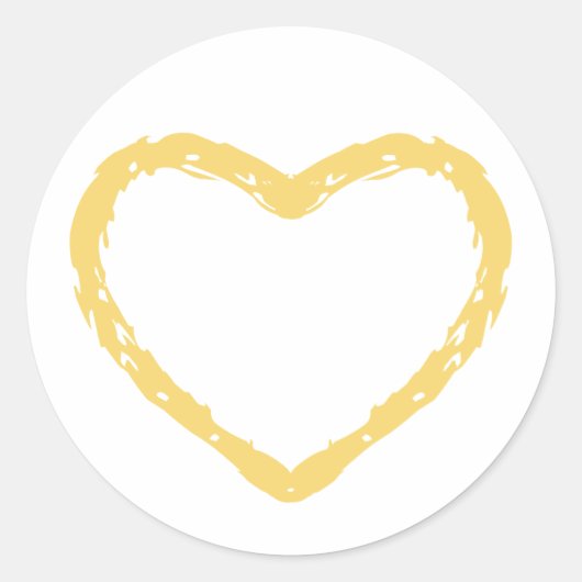 Geel Pastel Hart Krijtbord Kind Tekening Ronde Sticker (Voorkant)