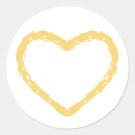 Geel Pastel Hart Krijtbord Kind Tekening Ronde Sticker