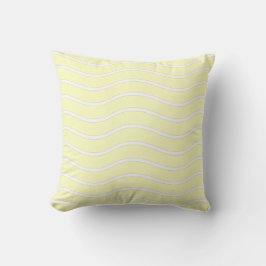 Geel Pastel & Witte Golvende Lijnen Design Kussen