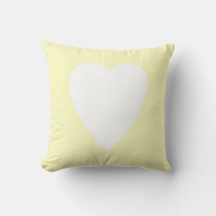Geel Pastel & Witte Hartvorm Design Kussen