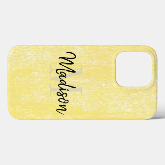 Geel pasteurig Initiaal Naam aangepast Case-Mate iPhone Case (Achterkant (horizontaal))