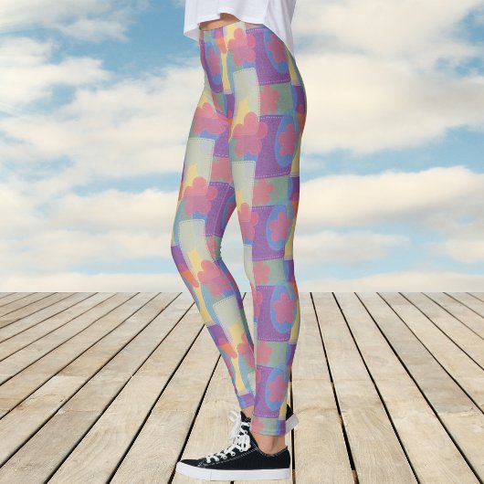  geel patchpatroon leggings