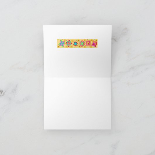 Geel patchwork Quilt Art Monogram Note Cards Notitiekaartje (Binnen)
