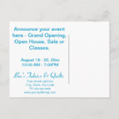 Geel patchwork Quilt Art Store-aankondiging Aankondigingskaart (Achterkant)