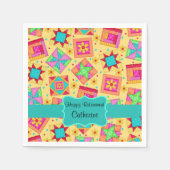 Geel patchwork Quilt Block Name Happy Retirement Servetten (Voorkant)