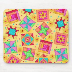 Geel patchwork Quilt Blocks Mousepad Muismat