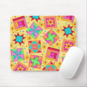 Geel patchwork Quilt Blocks Mousepad Muismat (Met muis)