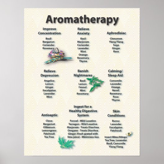 Geel Patroon Aromatherapie Chart Poster (Voorkant)