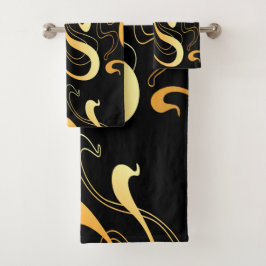Geel Patroon Badhanddoekenset Bad Handdoek
