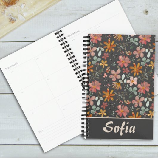 Geel patroon botanische groene naam grijze planner