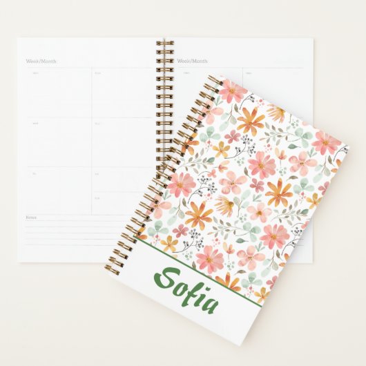Geel patroon botanische groene naam sinaasappel pl planner (Display)