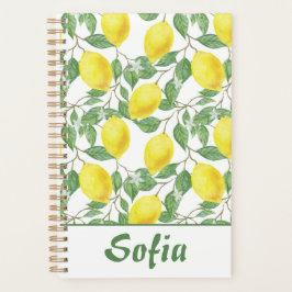 Geel patroon citroen groene naam planner