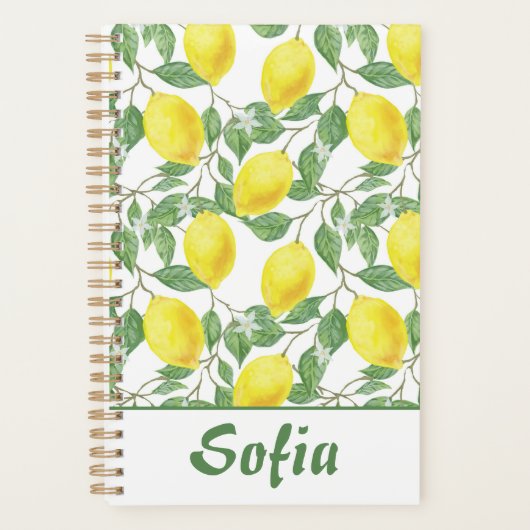 Geel patroon citroen groene naam planner (Voorkant)