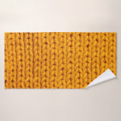 Geel patroon met achtergrondstructuur van gebreide badhanddoek (Badhanddoek)