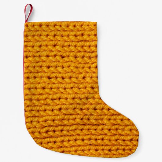 Geel patroon met achtergrondstructuur van gebreide kleine kerstsok (Voorkant)