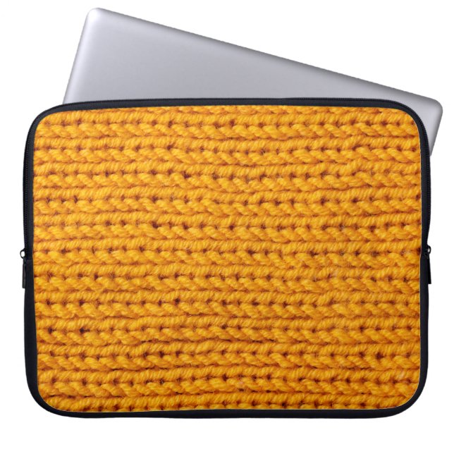 Geel patroon met achtergrondstructuur van gebreide laptop sleeve (Voorkant)