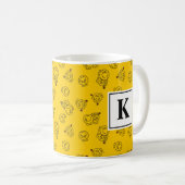 geel patroon | Monogram Koffiemok (Voorkant rechts)